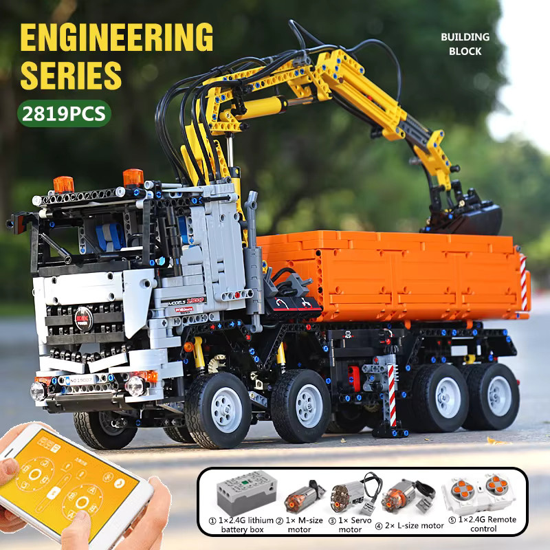 Mould King 19007 Technisches Auto, Arocs Truck Modellbausatz, APP & RC-gesteuert, motorisiert, pneumatisch - Bild 4
