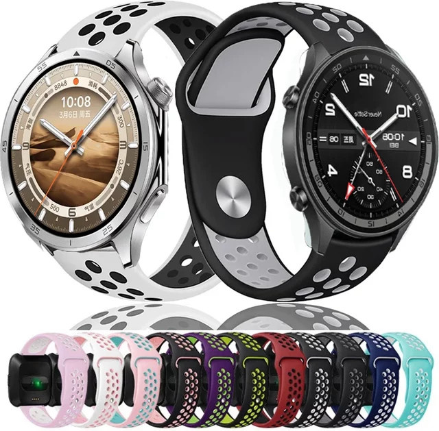 Zweifarbiges Silikon Armband für OPPO Watch S, X, X2 Pro und OnePlus Watch 3, 2, 2R, 46mm, Breite: 22 mm, Mehrfarbig - Bild 1