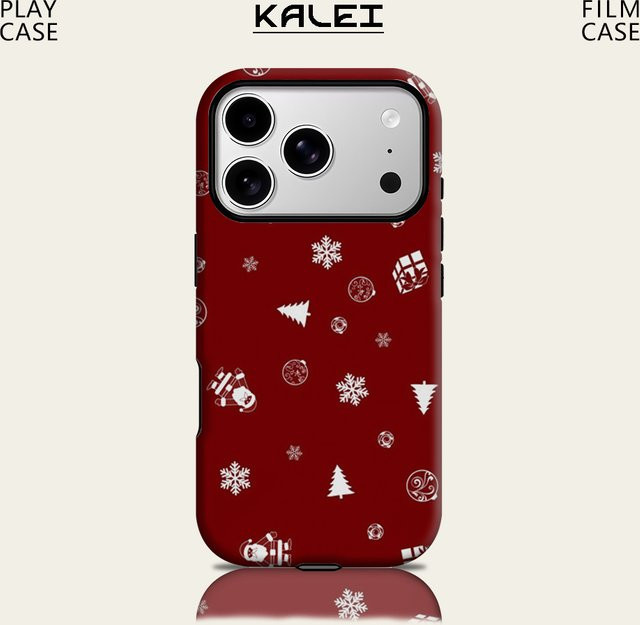 Potdemiel Magnetische Handyhülle Burgundy Christmas für iPhone 17 16 15 14 13 Pro Max Plus, robuste Doppelschicht-Hülle in Rot - Bild 1