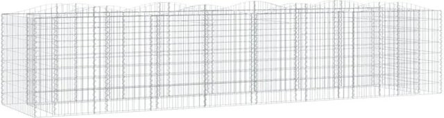 vidaXL Gabionen-Hochbeet mit Hochbogen aus verzinktem Eisen in Silber, B/T/H: 400 x 100 x 100 cm - Bild 1