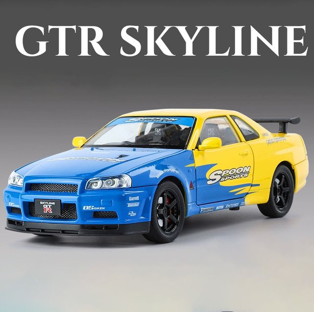 MAKEDA GTR SKYLINE R34 Automodell, 1:24, mit Licht und Sound, Türen geöffnet - Bild 1
