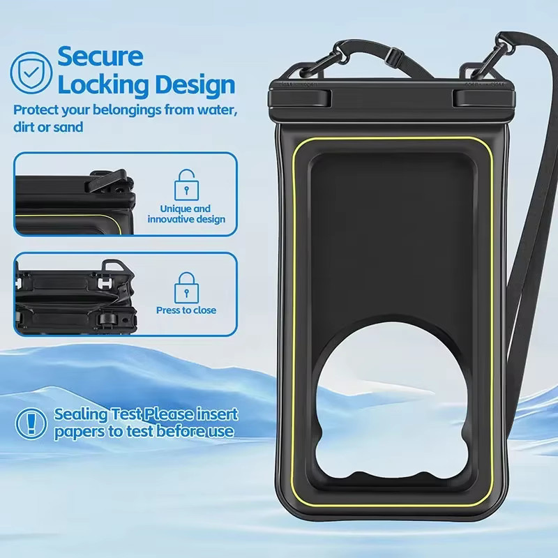 HAISSKY Wasserdichte Handyhülle mit Schwimmsack für iPhone 17 16 15 14 13 Pro Max und weitere Modelle, Farbe: Schwarz - Bild 2