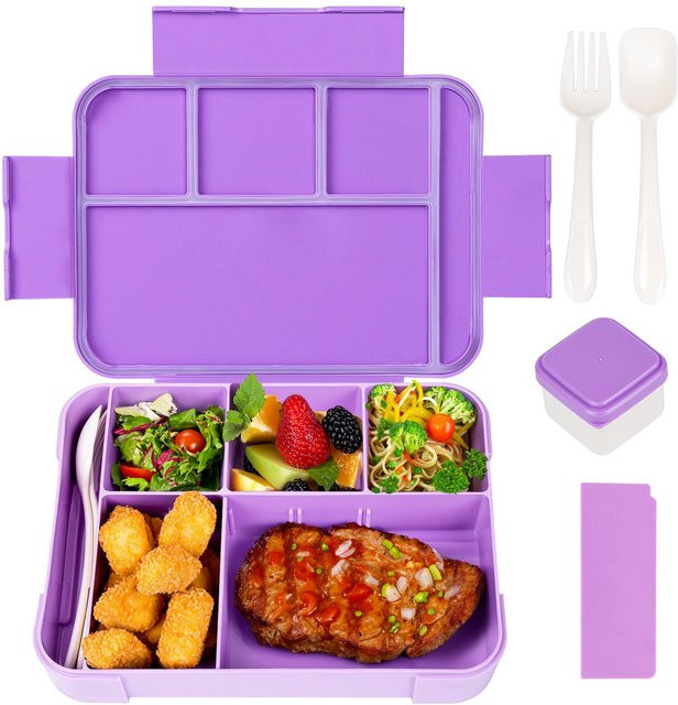 Wish Today Bento-Box Mikrowellengeeignet mit Besteck und Trennfächern, violett - Bild 1