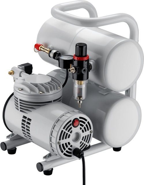 Wiltec Airbrush Kompressor AS06T in Weiß mit 1/4 PS und 65 L/Min Luftleistung - Bild 1