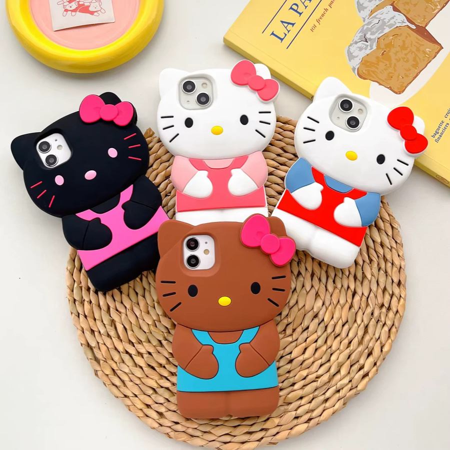 Sanrio 3D Silikon Soft-Handyhülle mit Schleifenknoten-Kätzchen Design in Schwarz für iPhone Modelle - Bild 3