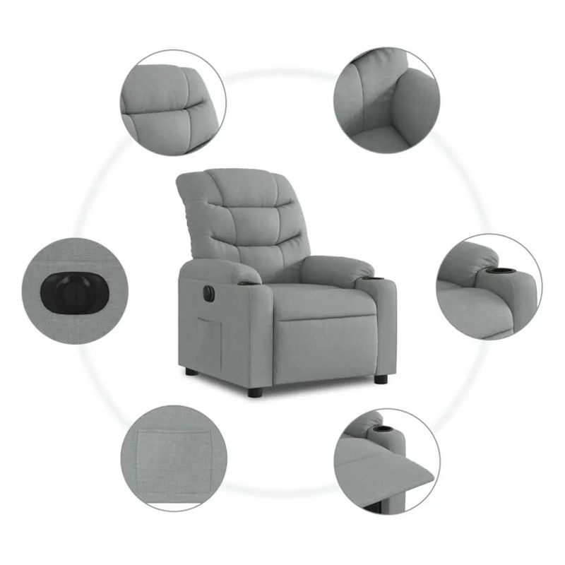 Vidaxl Elektrischer Relax-Sessel in Grau mit Stoffbezug im modernen Design - Bild 4
