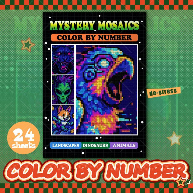 MYSTERY MOSAIC COLOR BY NUMBER Malbuch für Erwachsene in Multicolour zum Ausmalen nach Zahlen - Bild 1