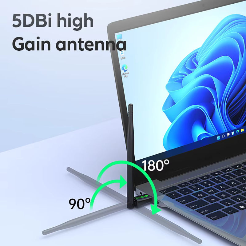 AX900 2in1 USB WiFi6 und Bluetooth 5.4 Adapter von kebidumei, Dual Band 2,4 GHz & 5 GHz Netzwerk Empfänger in Schwarz für PC Windows 10 11 - Bild 5