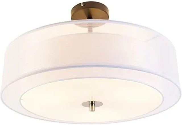 QAZQA Moderne Deckenleuchte Drum Duo in Weiß, 3-flammig, dimmbar, Durchmesser: 50 cm - Bild 1