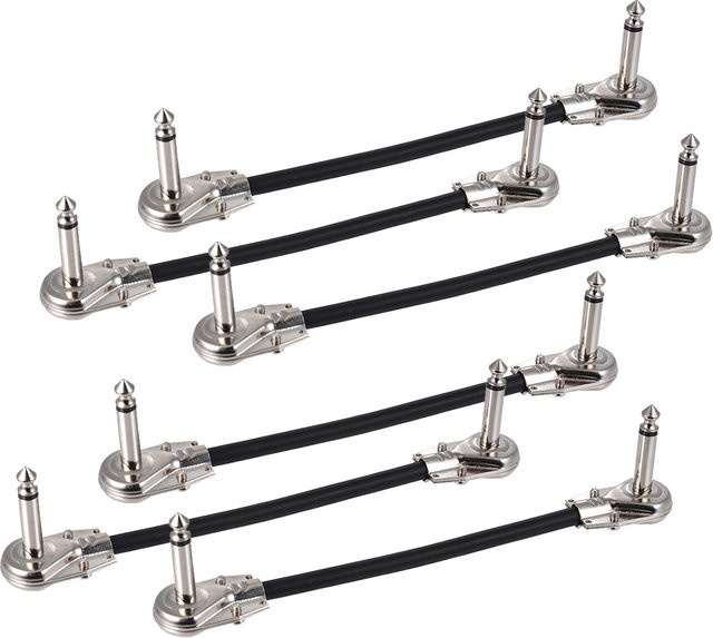 Schwarzes Instrumenten-Patchkabel für Gitarreneffektpedale mit 1/4 Zoll Stecker, Länge: 30 cm - Bild 1