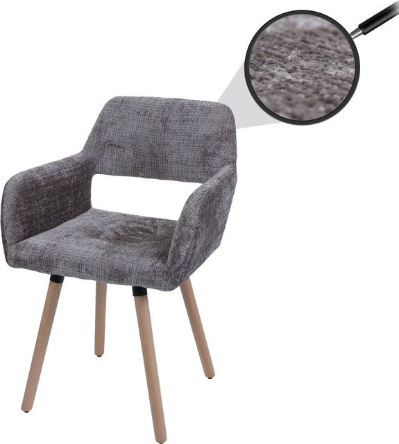 Esszimmerstuhl MCW A50 II aus Buchenholz mit Chenille-Stoffbezug in Braun - Bild 1