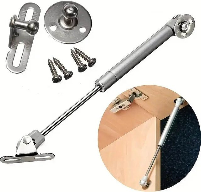 Pneumatisches Schrankscharnier 100N in Silber als Hydraulikstange und Teleskoppuffer für Up-Flip Türen - Bild 1