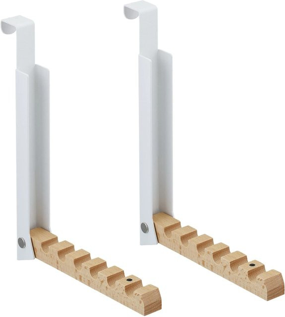 Relaxdays Türgarderobe 2er Set aus Eisen in Weiß, klappbar, B/H/T: 21 x 18 x 2,5 cm - Bild 1