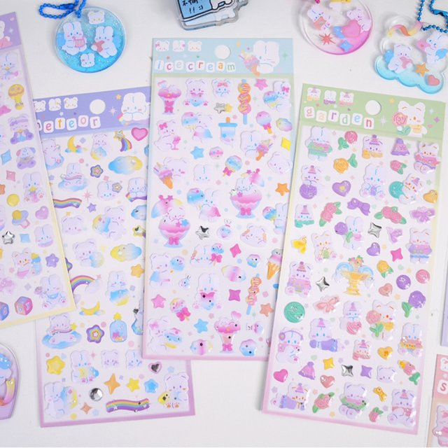 4er-Set Kawaii Tier Aufkleber für Scrapbooking und DIY Journaling in Multicolour - Bild 1