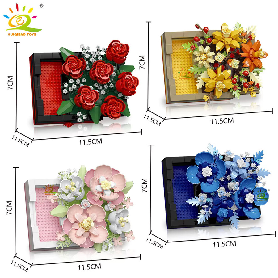 HUIQIBAO MOC Blumenpräsentationsständer, Mikrobaustein, Sukkulenten Mini 3D Diamant Modell Ziegel Spielzeug - Bild 4