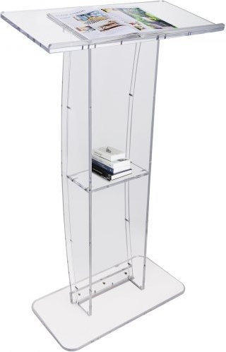 VEVOR Acryl-Podium in transparent, bodenstehender Rednerpult-Ständer mit breiter Lesefläche und Ablagefach, Höhe: 119 cm - Bild 1