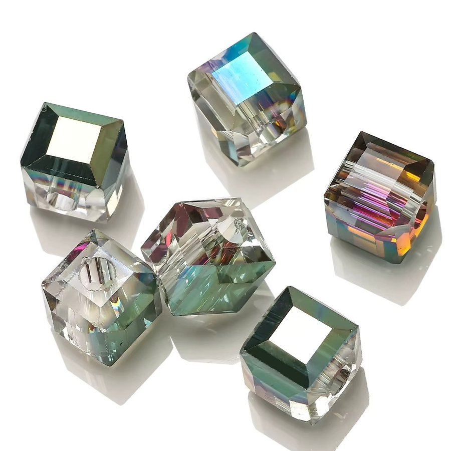 ZHUBI Glas Perlen, Cube, 10/12mm, Kristall, Unisex - Bild 3