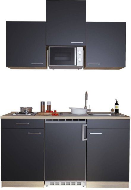 Respekta Singleküche Economy Modern Schwarz Matt B/H/T: 150 x 200 x 60 cm - Bild 5