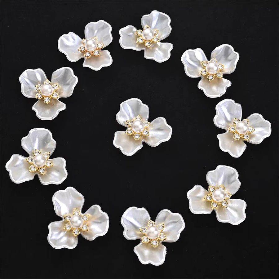 Blumen-Charms mit Imitationsperlen und Strasssteinen, 25 x 27 mm - Bild 2