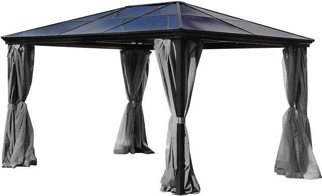 Jet-Line Gartenpavillon Taneo aus Aluminium mit festem Polycarbonat-Dach und Moskitonetz, Anthrazit, B: 400 cm, T: 300 cm, H: 250 cm - Bild 1