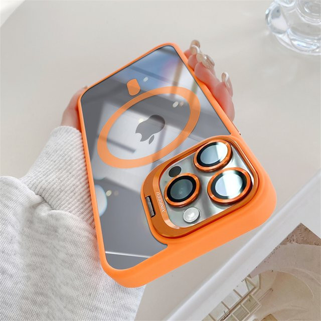 Transparente magnetische Handyhülle für Apple iPhone 17 Air 16e 16 15 14 Plus 13 12 11 Pro Max mit Kameraobjektiv-Schutzrahmenständer - Bild 1