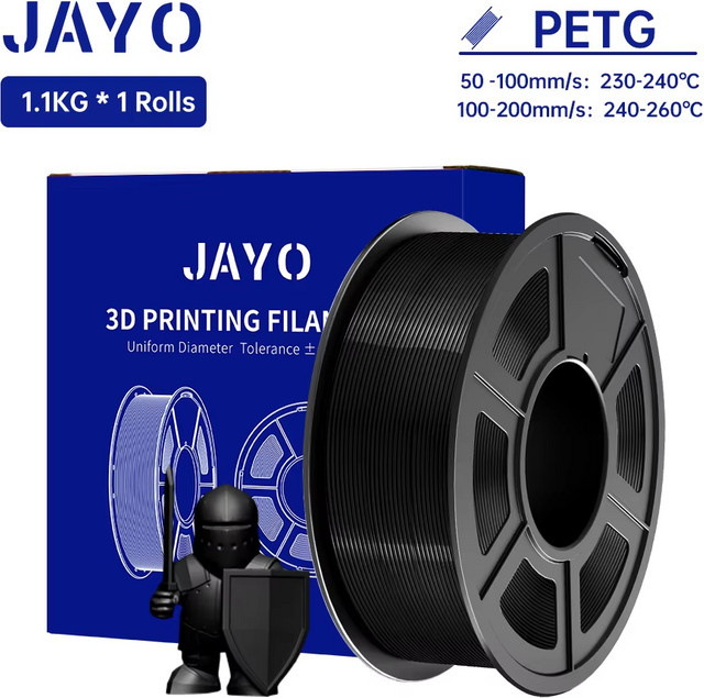 JAYO PETG 3D-Drucker-Filament Transparent, Durchmesser: 1,75 mm, Gewicht: 1,1 kg - Bild 1