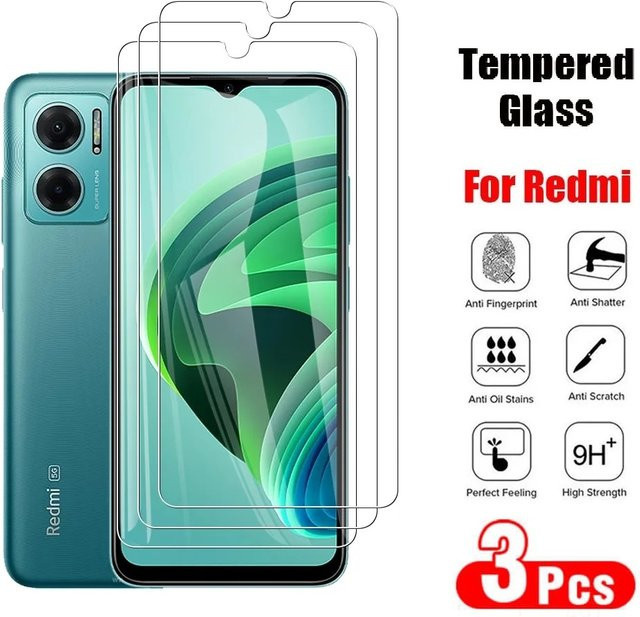 3 Stück Displayschutzfolie aus gehärtetem Glas für Xiaomi Redmi 12c 10a 10c 11 Prime Note 10 12 10t 10s 11t 11s 11r 11se 11e Pro transparent - Bild 1