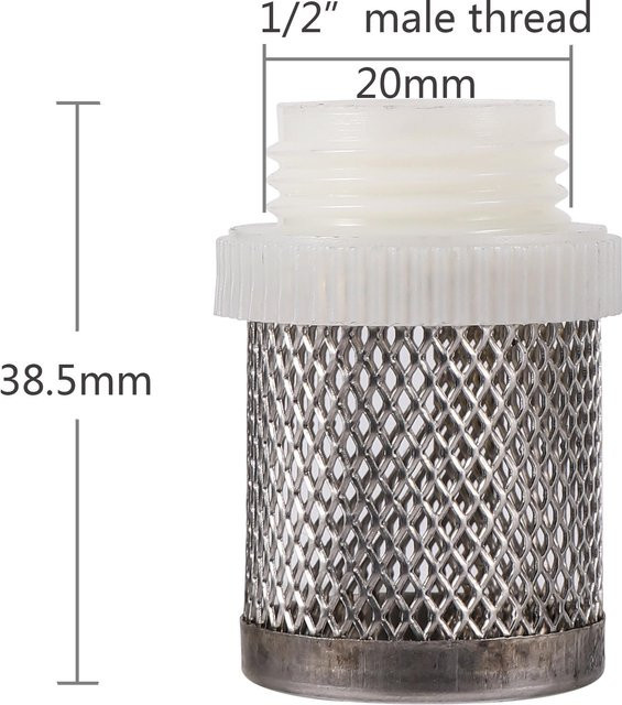 ADHERETOFIY Schlauchfilter mit Edelstahlgewebe in Weiß für Gartenbewässerung und Aquarium, Durchmesser: 20 mm - Bild 1