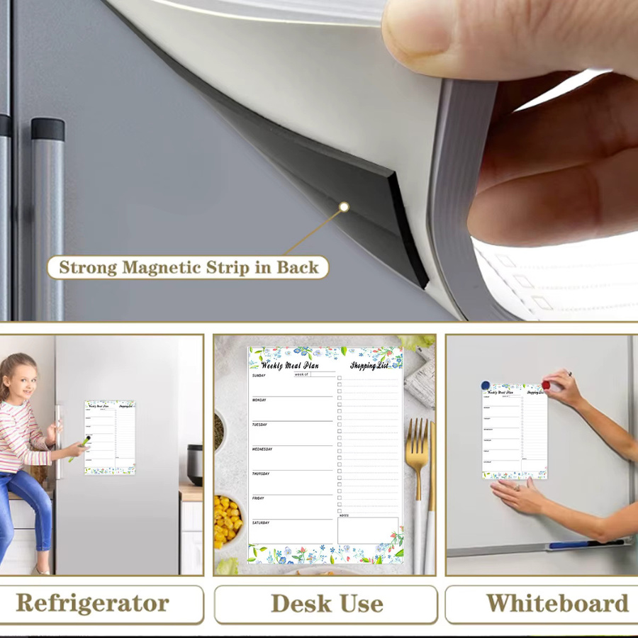 Wöchentlicher Essensplan und abziehbarer Einkaufslisten-Magnet für den Kühlschrank in Weiß - Bild 2