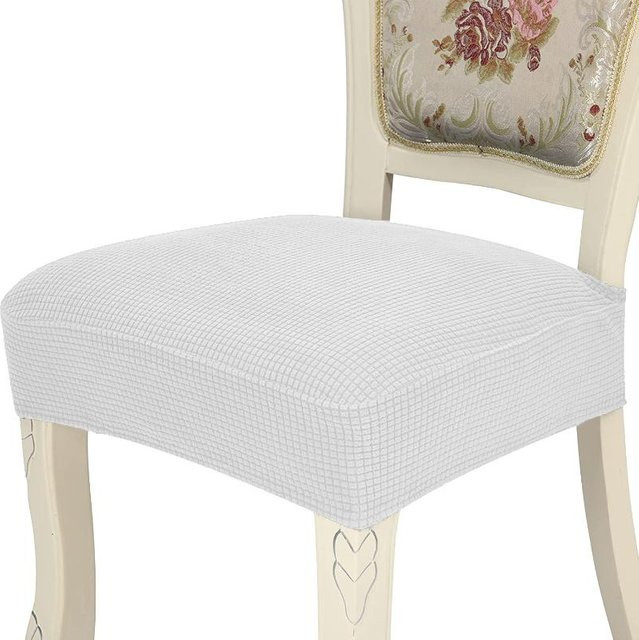 Bestbags Jacquard Stuhlsitzbezüge aus Stretch-Spandex in Weiß, abnehmbar und waschbar - Bild 1
