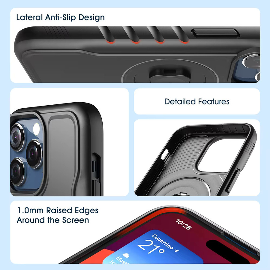 Stoßfeste Sincetop Quick Mount Overmold Case Hülle für iPhone 14 bis iPhone 17 Pro Max mit Adapter für Sincetop Serie C Gen 1/2 Mount in Schwarz - Bild 2