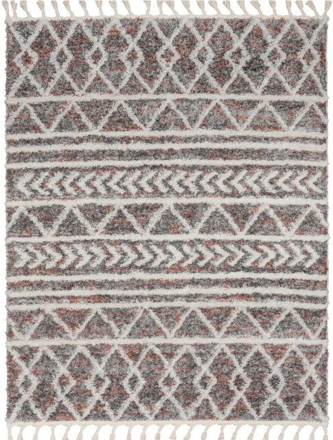 Hochflor-Teppich Mendoza in Mehrfarbig mit Rautenmuster im Boho-Stil, Breite: 120 cm, Tiefe: 160 cm - Bild 1