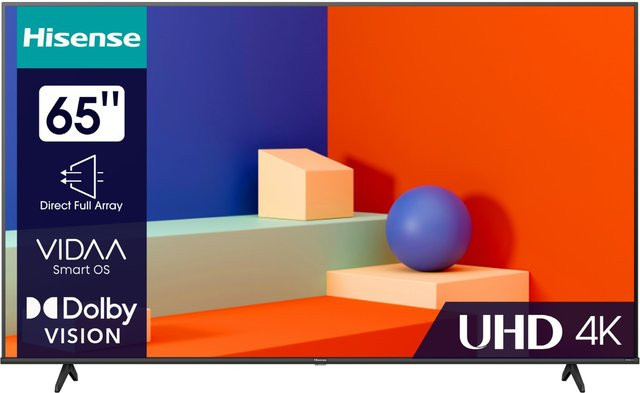 Hisense 65A6K Smart TV mit 4K Ultra HD, Full Array LED-Technik, 164 cm (65 Zoll), Schwarz - Bild 1