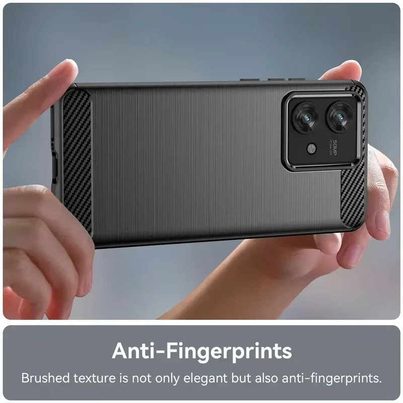 Motorola Edge X50 Fusion Soft TPU Cover mit Kohlefaser-Textur in Schwarz und Rot - Bild 2