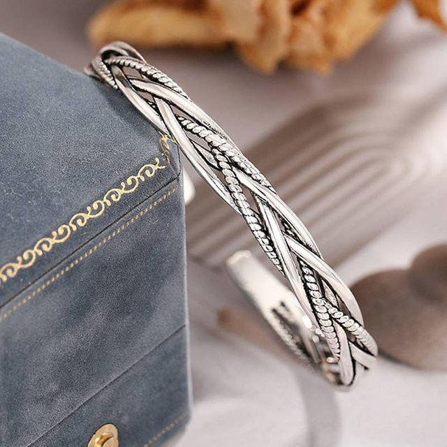 Huitan Armband, Zopfdesign, silberfarben, Damen - Bild 1