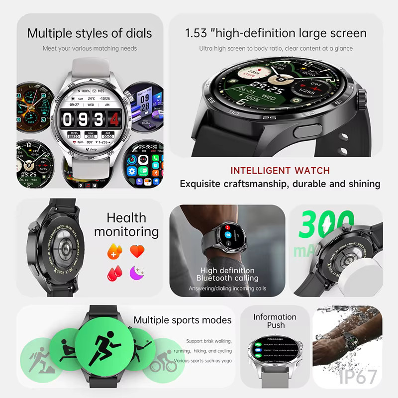 BOXUXING Smartwatch 5 Pro für Herren mit GPS, NFC und AMOLED-Bildschirm in Silber - Bild 2