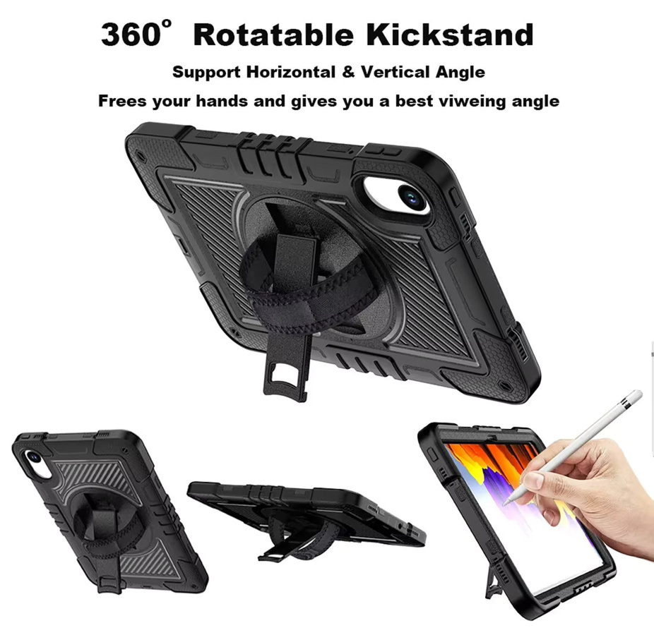 Xiaomi Schutzhülle für Pad6 7 Pro und Redmi Pad SE 11 10,6 Zoll mit Handschlaufe, Schultergurt und 360 Grad drehbarer Tablet-Abdeckung in Pink oder Black - Bild 3