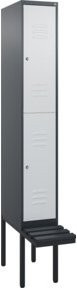 C+P Doppelstock-Spind Classic PLUS Sitzbank mit 1 Abteil und Zylinderschloss, B/T/H: 212,0 x 30,0 x 81,5 cm, Kunststoff und Stahl - Bild 1