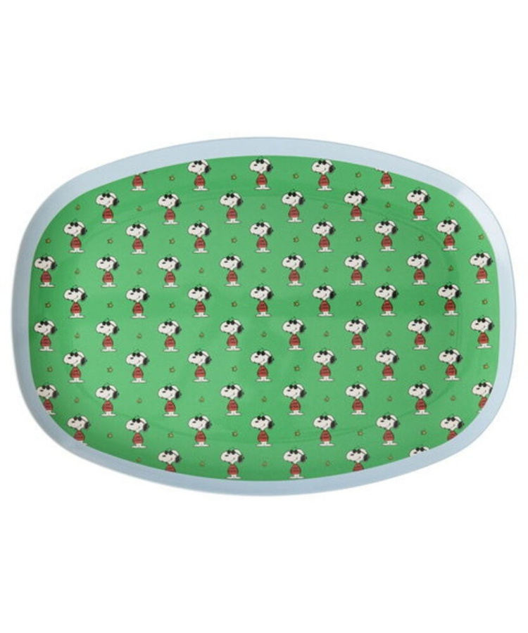 Rice Rechteckiger Essteller mit Snoopy Print, grün, Melamin, Breite: 22,0 cm, Tiefe: 30,0 cm, Höhe: 0,16 cm - Bild 1