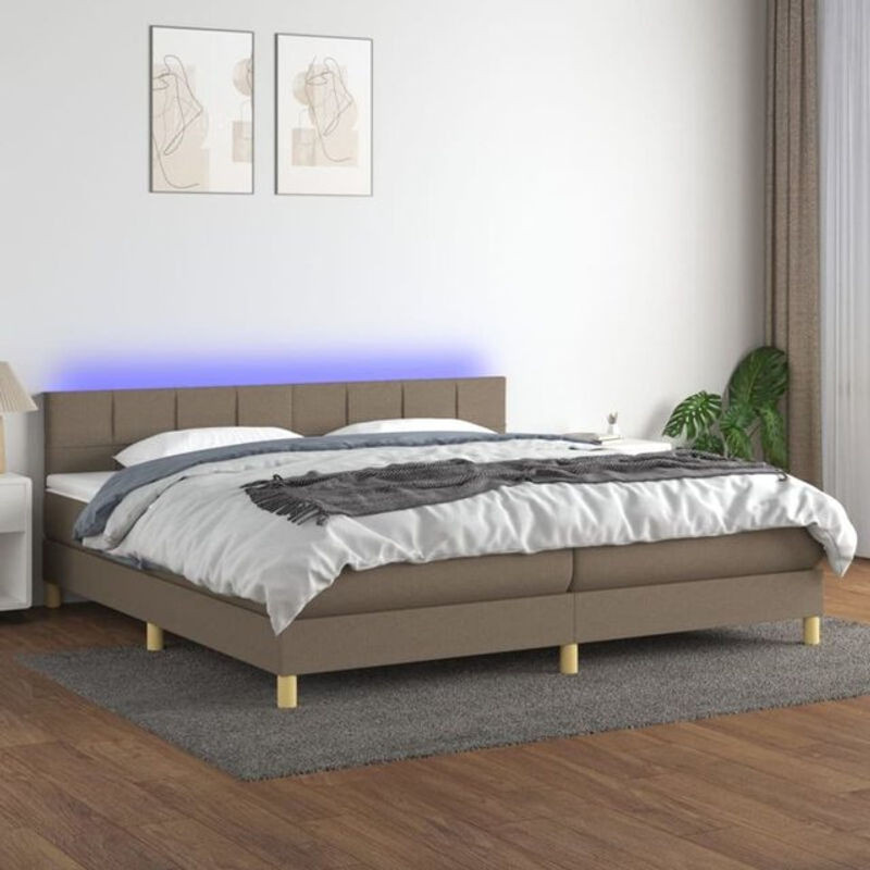Vidaxl Boxspringbett mit Matratze in Taupe Meliert und Weiß, Stoff, B/T: 200 x 200 cm - Bild 1