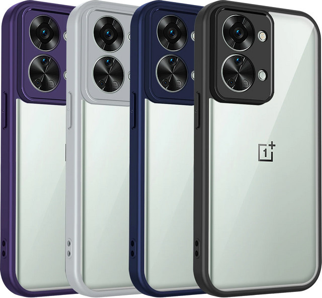 OnePlus Nord 2T CPH2399 Silikon-Hülle mit stoßfestem Bumper und Luftpolster-Technologie in Transparent und Purple - Bild 1