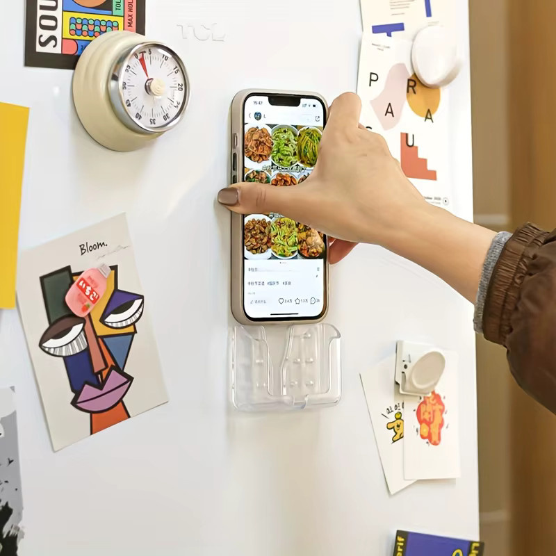 Selbstklebender Wand-Telefonhalter für Küche und Badezimmer, transparent - Bild 3