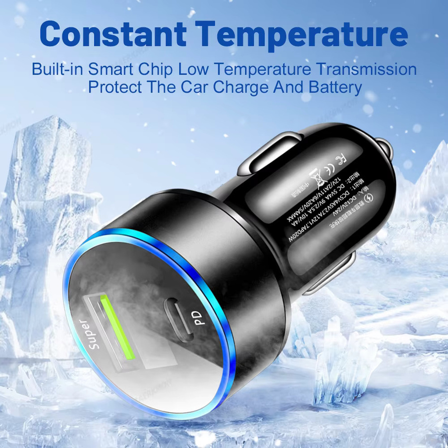 USB-PD-Autoladegerät mit 2 Ports und LED-Voltmeter in Schwarz, 3,1 A, für 12–24 V mit USB-C Anschluss - Bild 5