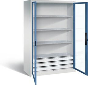 C+P Werkzeugschrank Acurado mit Türen und Schloss, Front Fernblau, Korpus Lichtgrau, H: 195 cm, B: 120 cm, T: 60 cm - Bild 1