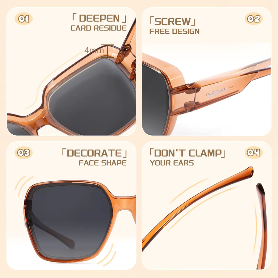 Kapvoe Sonnenbrille, Unisex, Square, Kunststoff, braun, polarisiert - Bild 3