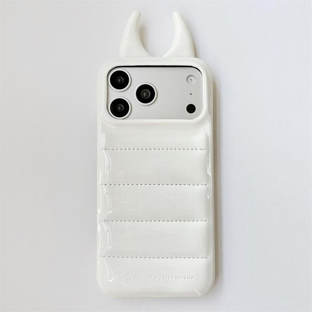 Market-5 Leder Schutzhülle mit Rinderhorn-Design für iPhone 16 15 14 Pro Max 13 in Weiß - Bild 1