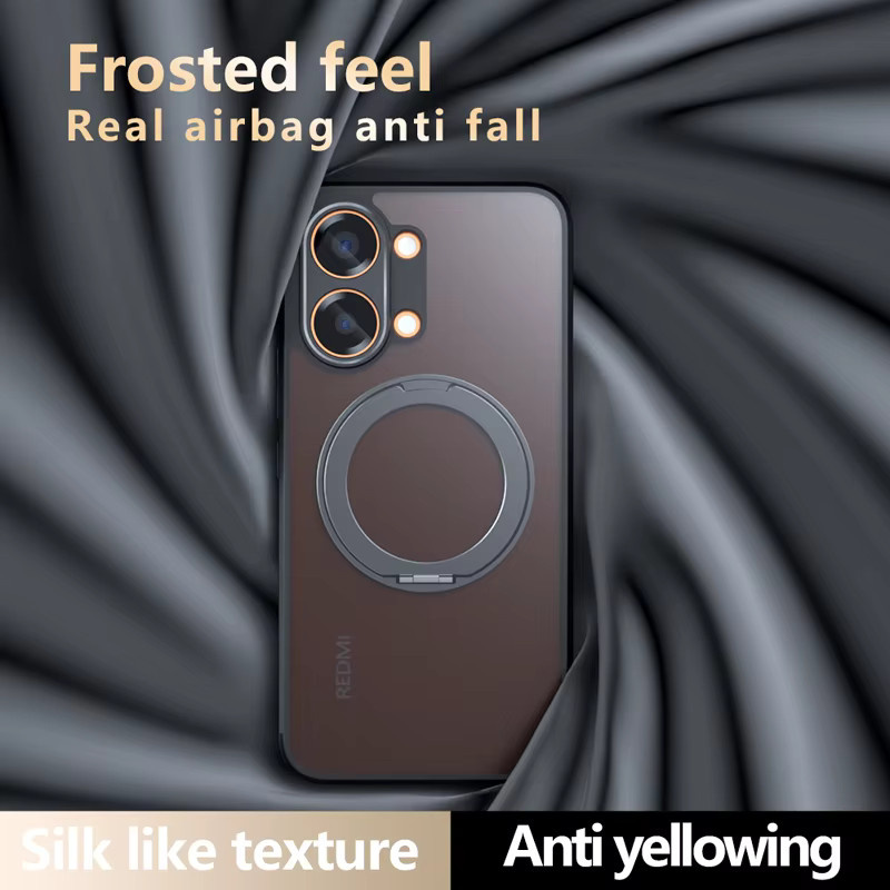 ELVEV Magnetische Stoßfeste Schutzhülle für Xiaomi POCO X8 Pro Max in Schwarz mit Drehbarem Ringhalter aus PC und weichem TPU - Bild 4