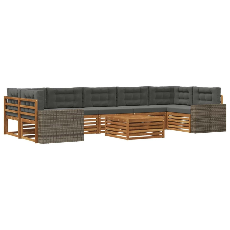 vidaXL Outdoor-Sofagarnitur aus Akazienholz mit 8 Teilen in Natur und Anthrazit - Bild 2