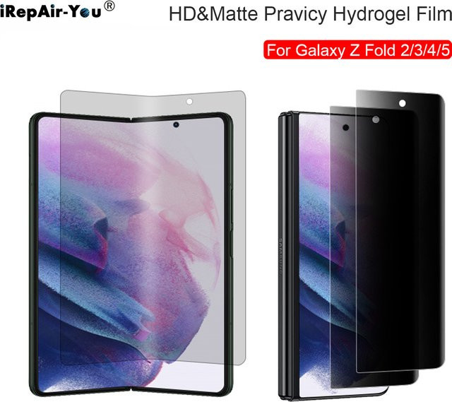 Matte und HD-Anti-Spionage Hydrogelfolie für Samsung Galaxy Z Fold 5, 4, 3, 2 aus weichem TPU, blendfrei, transparent - Bild 1
