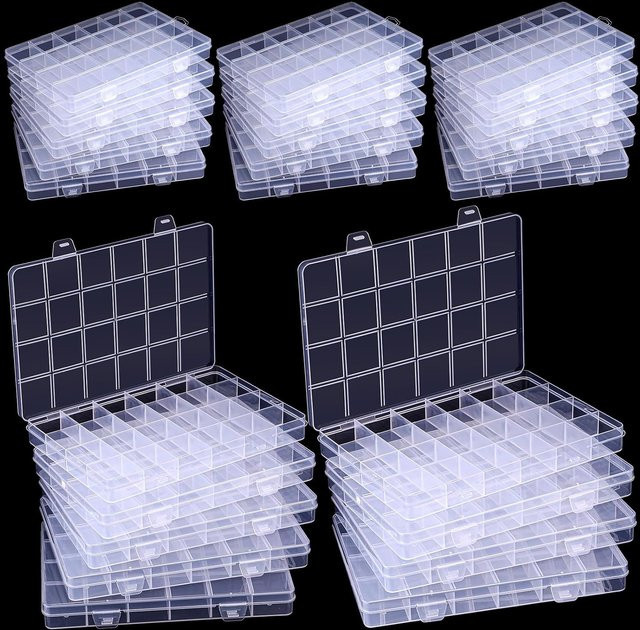 Beadia Multifunktionale Kunststoff-Organizer-Box mit Gittern, transparente Bastelaufbewahrung für Perlen und DIY-Schmuck - Bild 1
